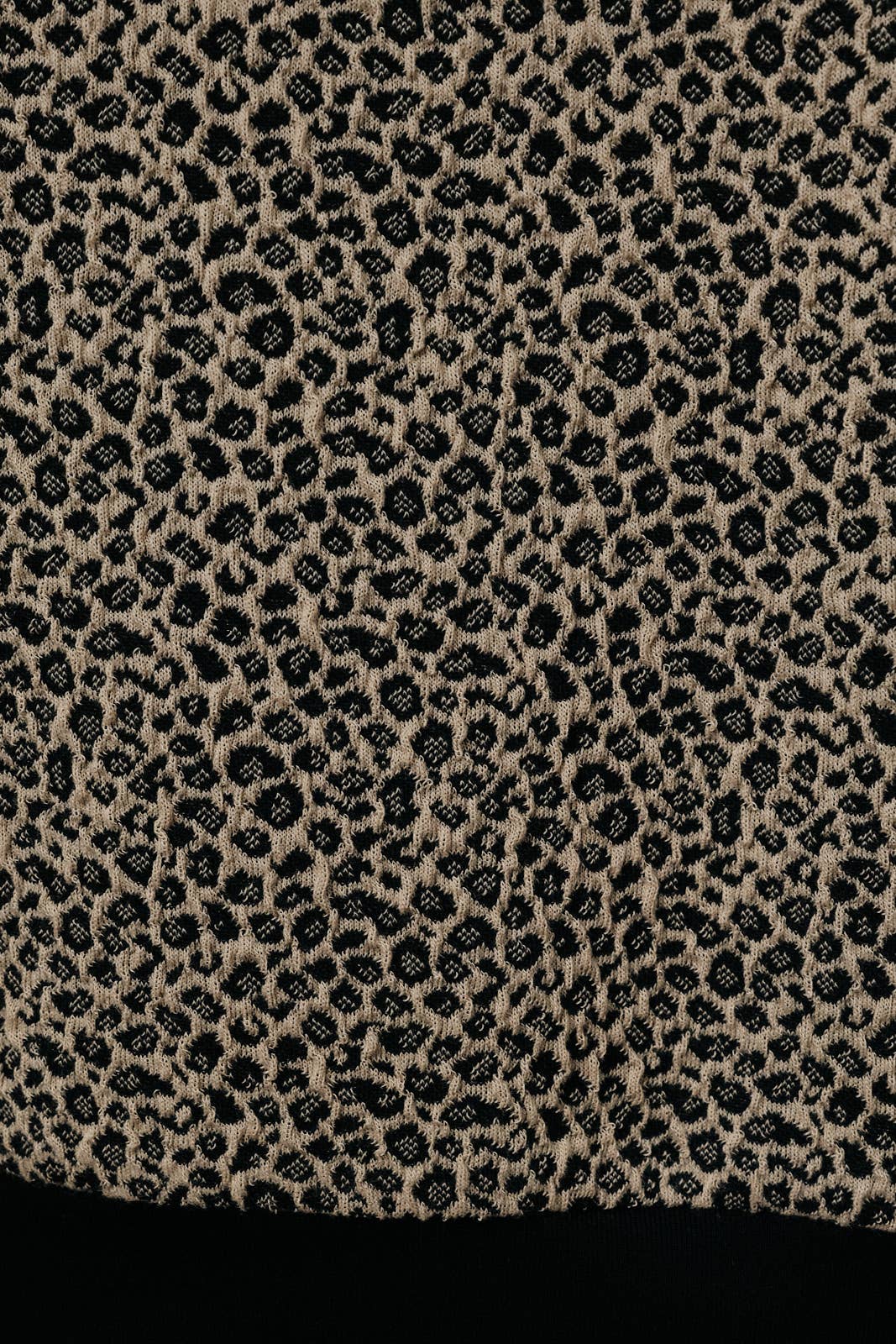 Half Puff Sleeve Animal Print Crew Neck Top
