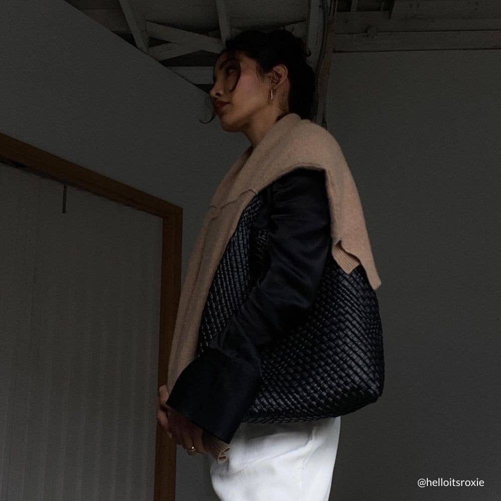 The Verona Woven Tote – Black