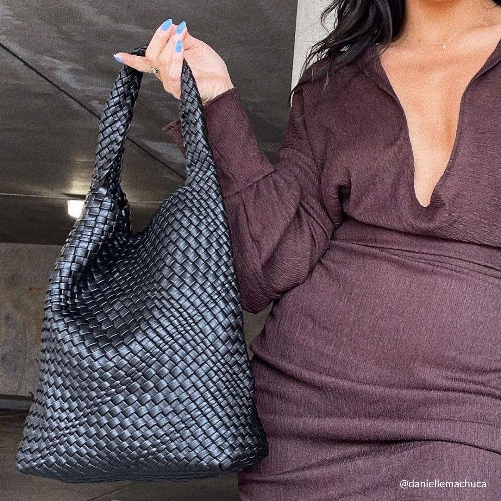 The Verona Woven Tote – Black