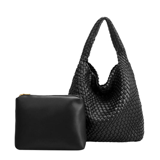 The Verona Woven Tote – Black