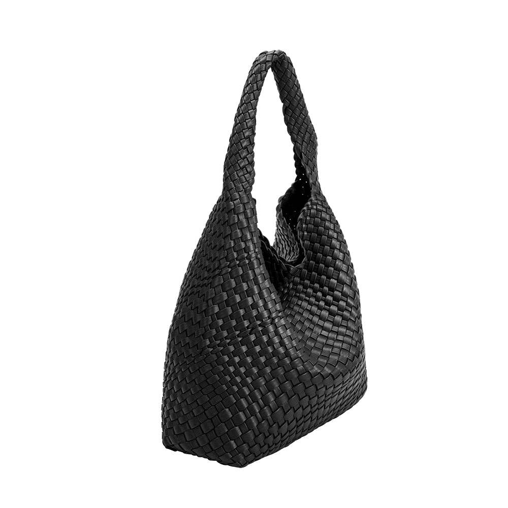 The Verona Woven Tote – Black