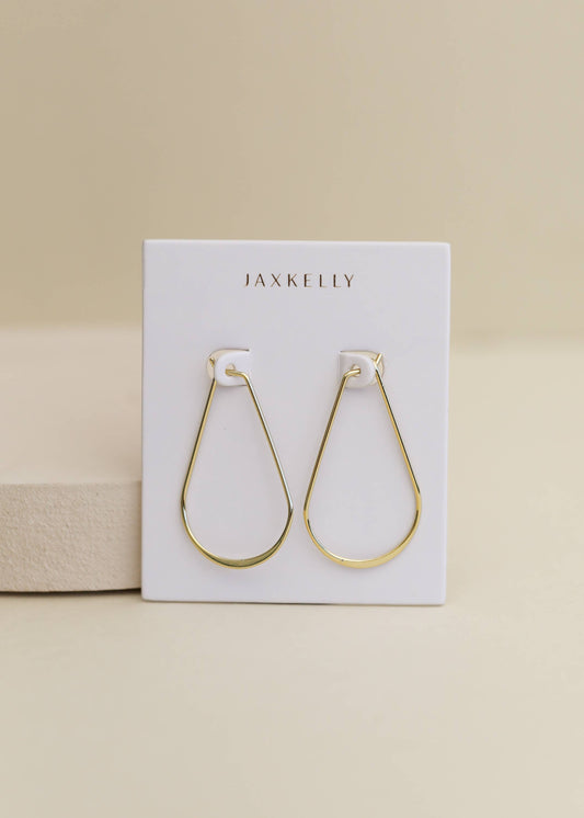 Gold Long Oval Hoop Earrings